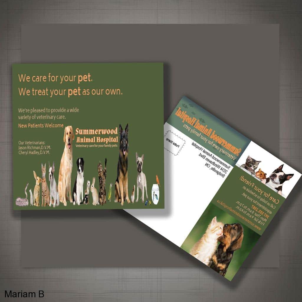 Web & Print Design Portfolio 23 Mariam Cheaitou Bazzi Web & Print Design Portfolio Veterinary tri-fold brochure featuring pet imagery, service information and branding by a Windsor, Ontario graphic designer.