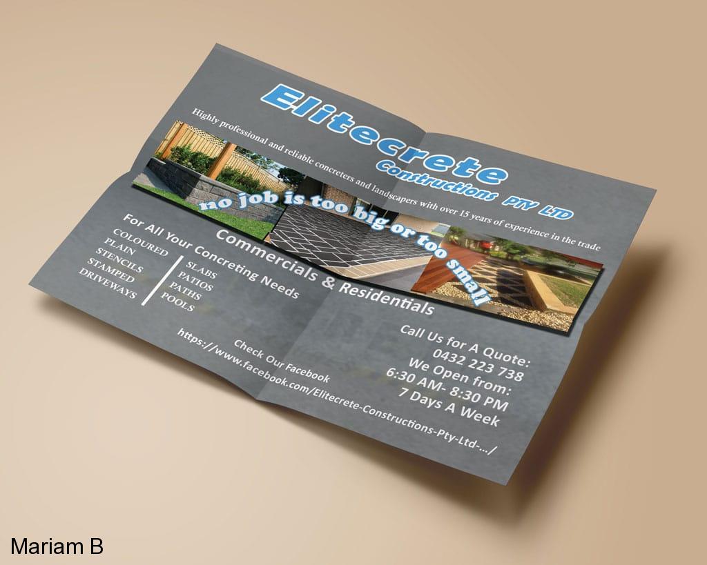 Web & Print Design Portfolio 17 Mariam Cheaitou Bazzi Web & Print Design Portfolio Construction company advertising flyer featuring residential and commercial services, shown in a Windsor, Ontario graphic design portfolio.