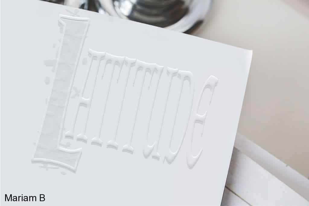 Branding Design Portfolio 12 Mariam Cheaitou Bazzi Branding Design Portfolio Custom typographic logo presented as an embossed white-on-white mockup, showcasing creative logo design work in Windsor, Ontario.
