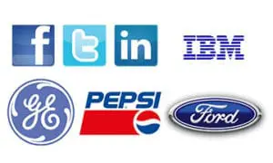 Companies that use the colour blue in their logos.