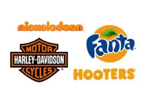 Companies that use the colour orange in their logos.