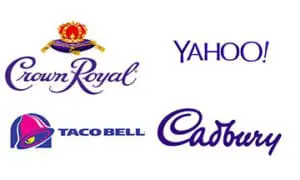 Companies that use the colour purple in their logos.