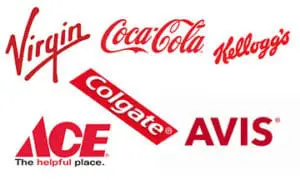 Companies that use the colour red in their logos.