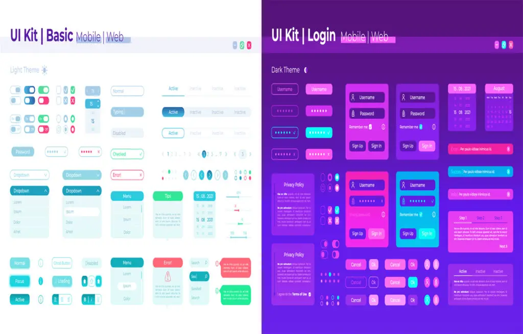 UI Kits design basic for mobile and web