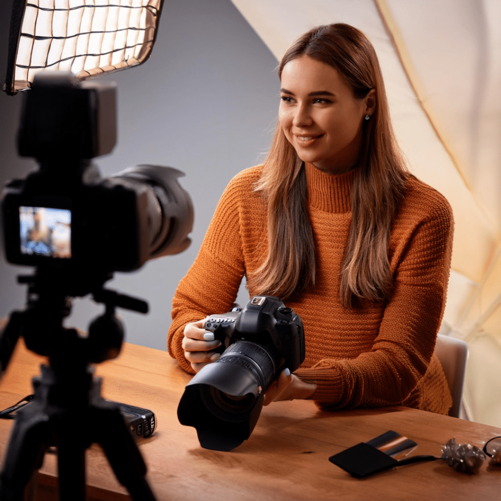 Mastering Your First Photoshoot: A Comprehensive Beginner's Guide 1 Mariam Cheaitou Bazzi A photographer preparing for her photo session setting her camera.